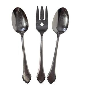 Set of 2 Solid Serving Spoons 1 Serving Fork Oneida Summer Mist Autumn Glow